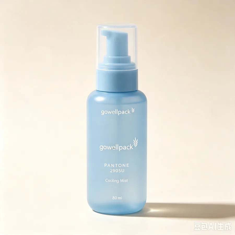 Light Blue Frosted Plastic Bottle with Pump