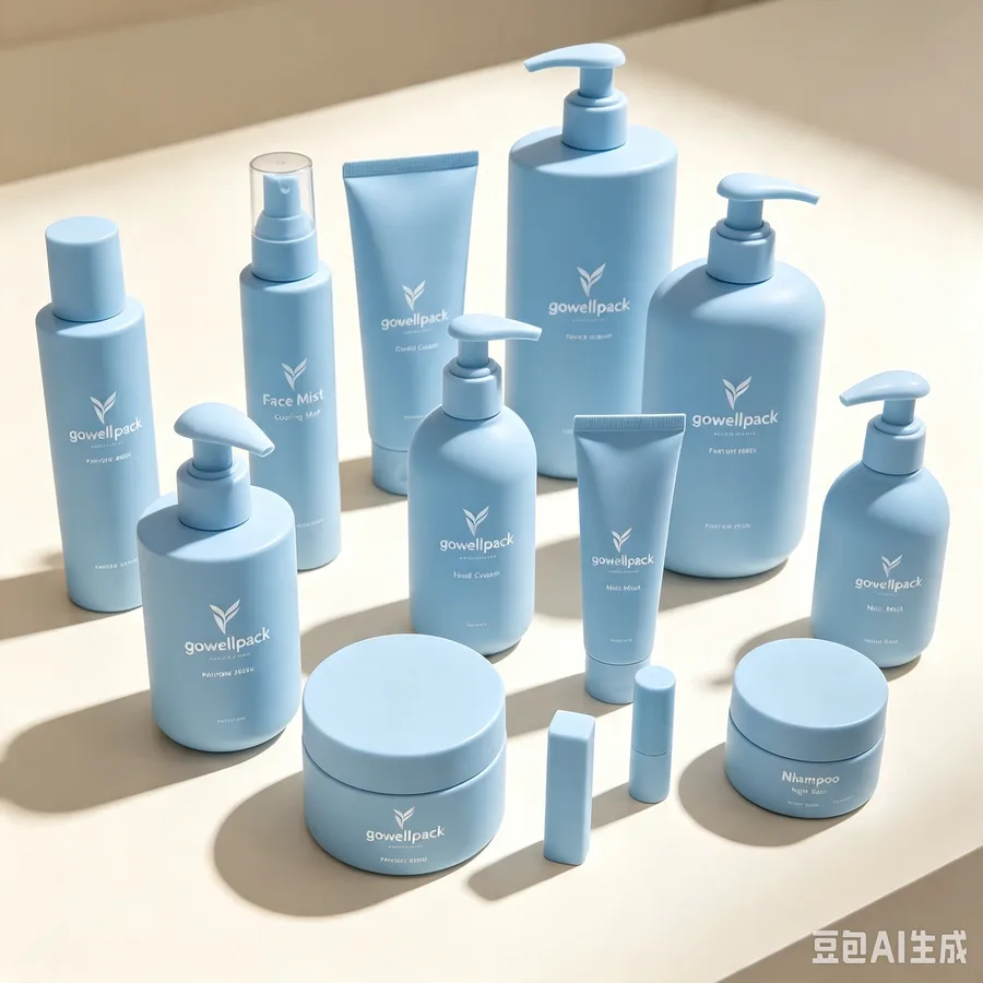 Matte Light Blue Cosmetic Packaging Set