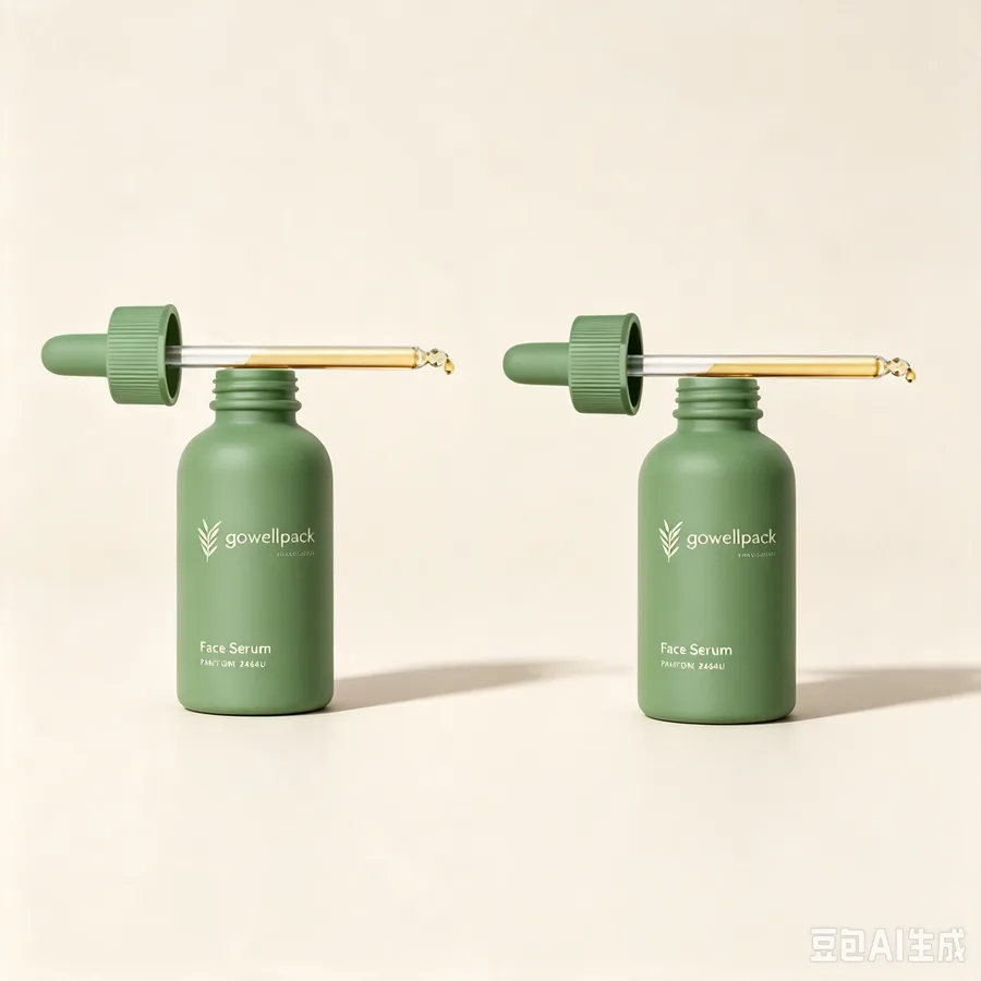 Matte Green Glass Serum Bottle with Dropper Pipette