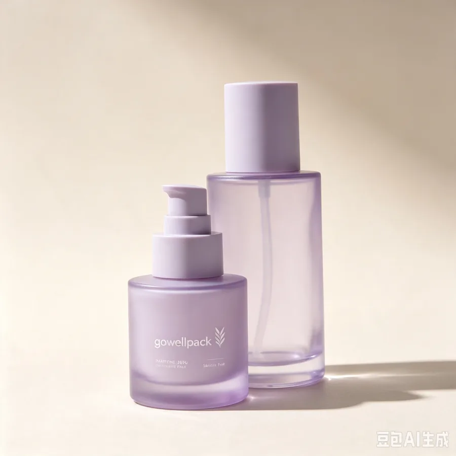 Matte purple frosted glass skincare bottle set