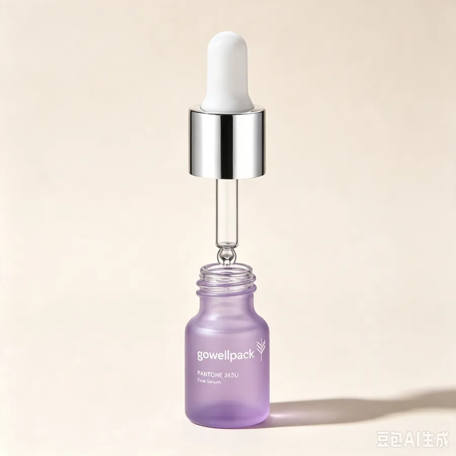 Frosted Purple Glass Serum Bottle with Dropper Cap