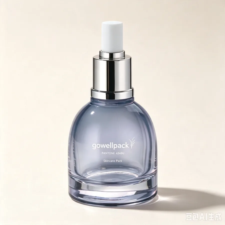 Translucent Grey Blue Glass Dropper Bottle