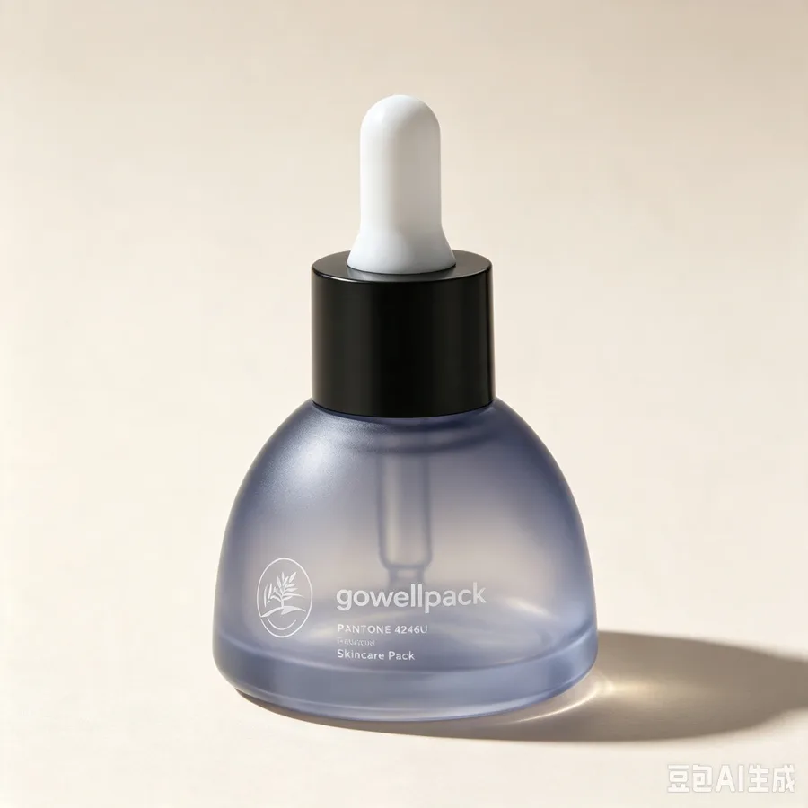 Frosted grey blue glass dropper bottle