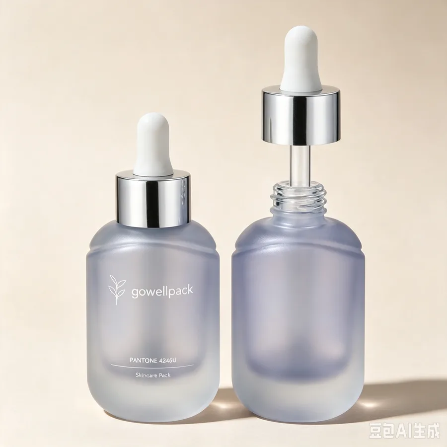 Frosted Glass Serum Bottles with Silver Dropper