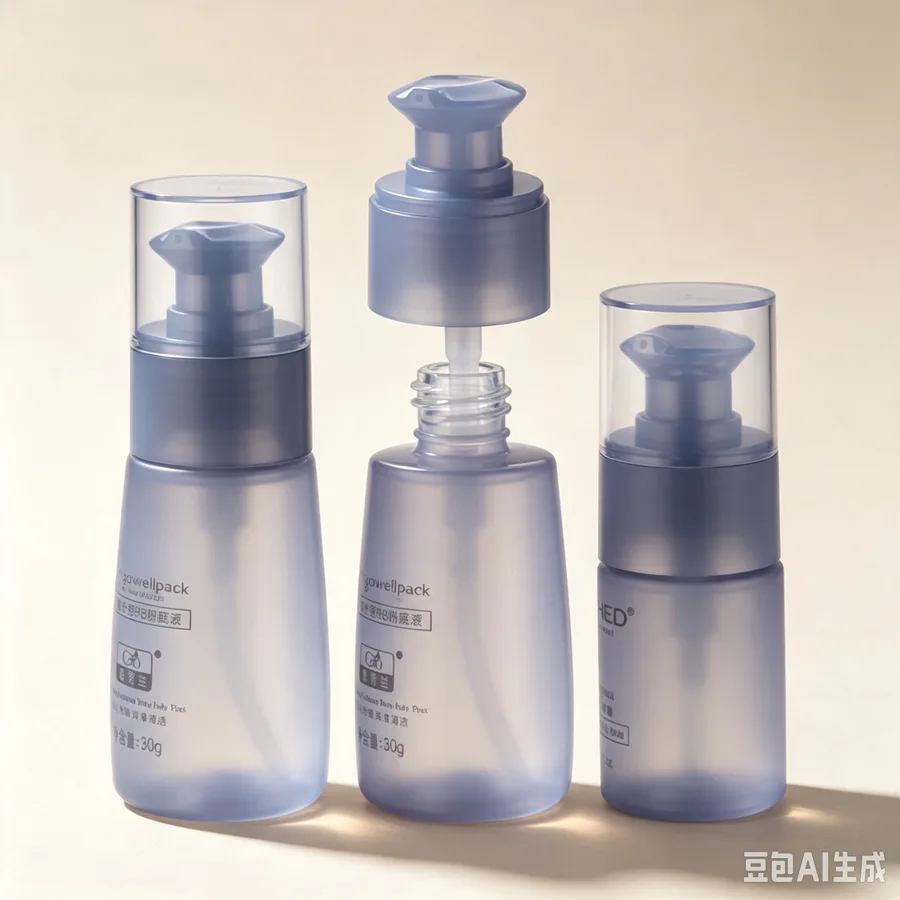Frosted Purple Plastic Pump Bottles with Clear Caps