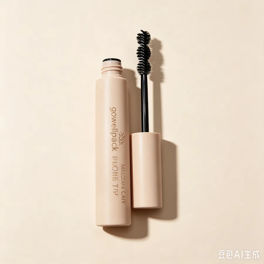 Matte Nude Plastic Mascara Tube with Brush Applicator