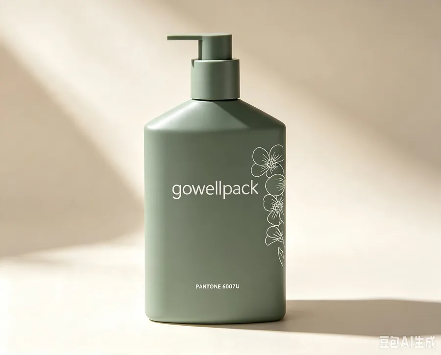 Matte Sage Green Plastic Bottle with Lotion Pump