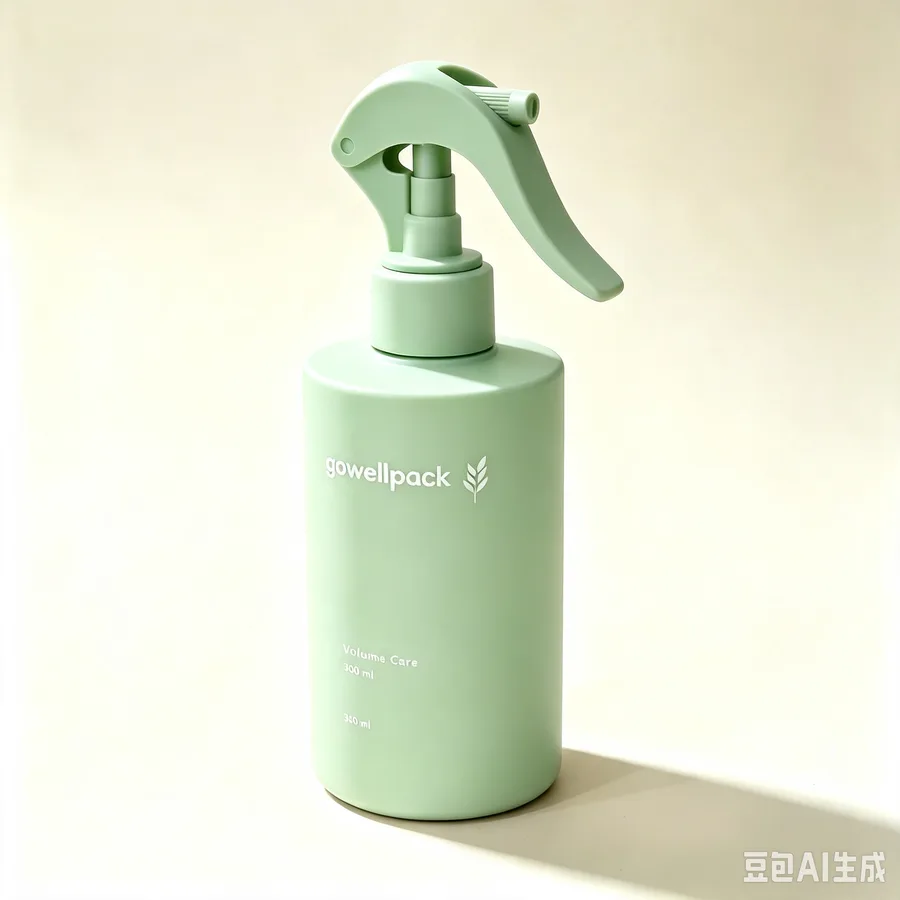 Matte light green plastic bottle with trigger sprayer