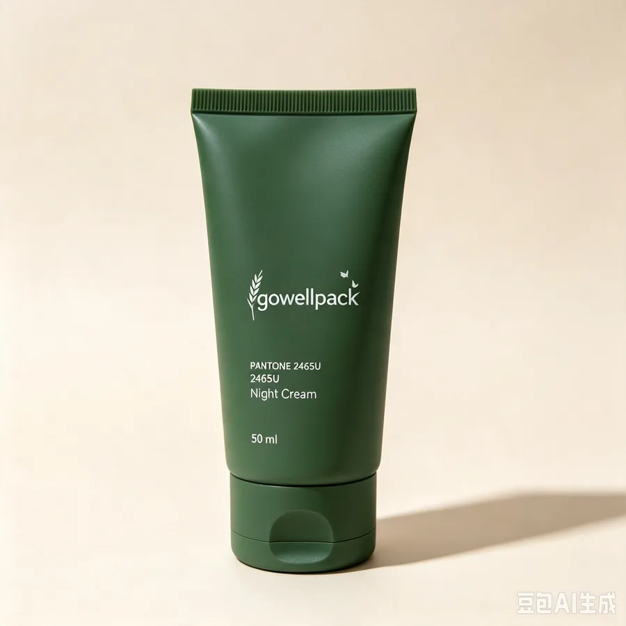 Matte green cosmetic squeeze tube with flip cap