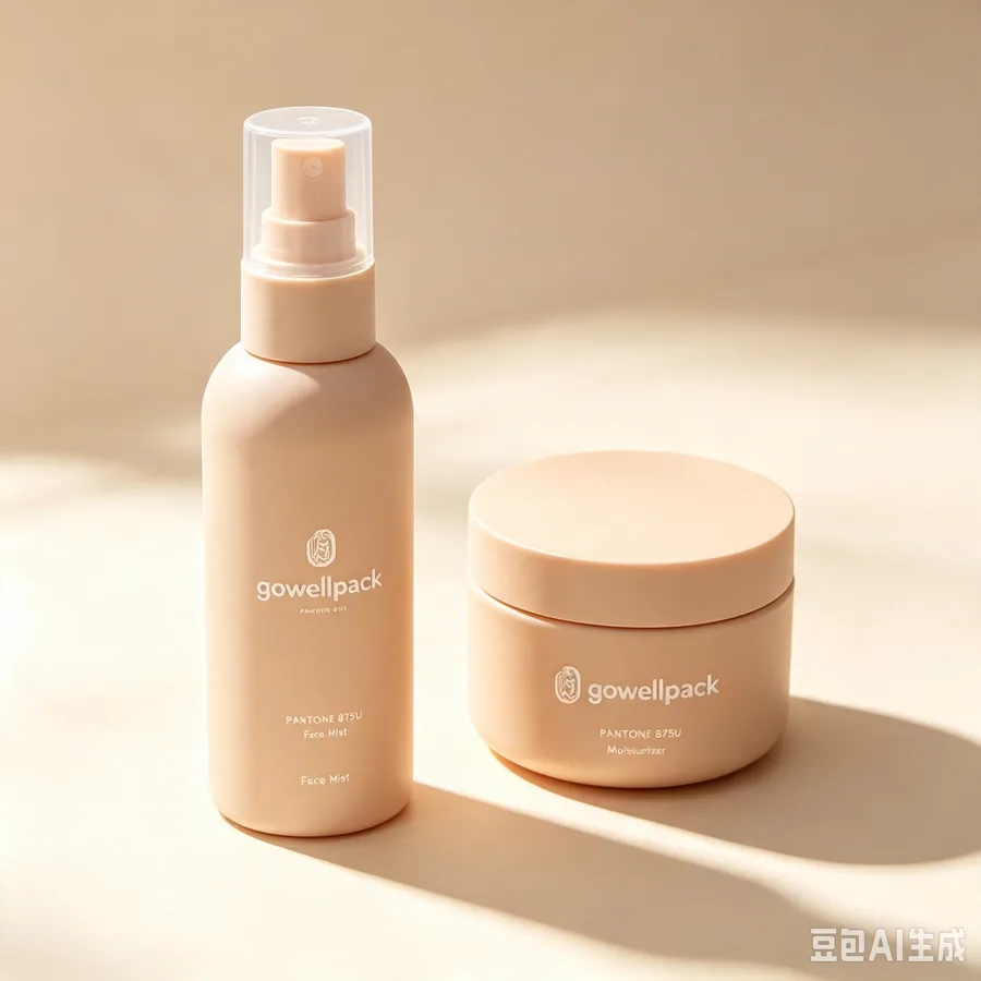 Matte Nude Cosmetic Spray Bottle and Cream Jar Set