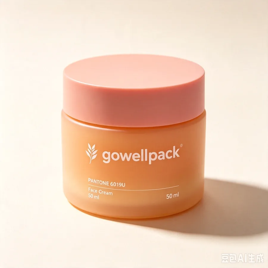 Frosted Orange Cream Jar with Pink Screw Cap