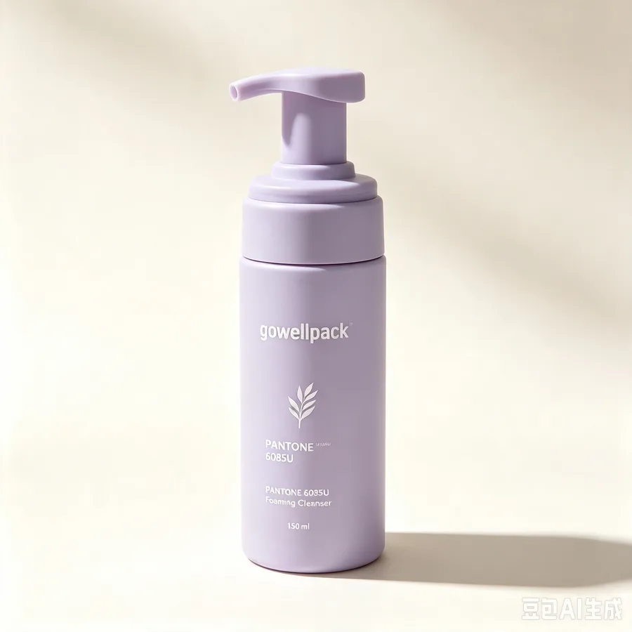 Lavender plastic foaming cleanser bottle with pump