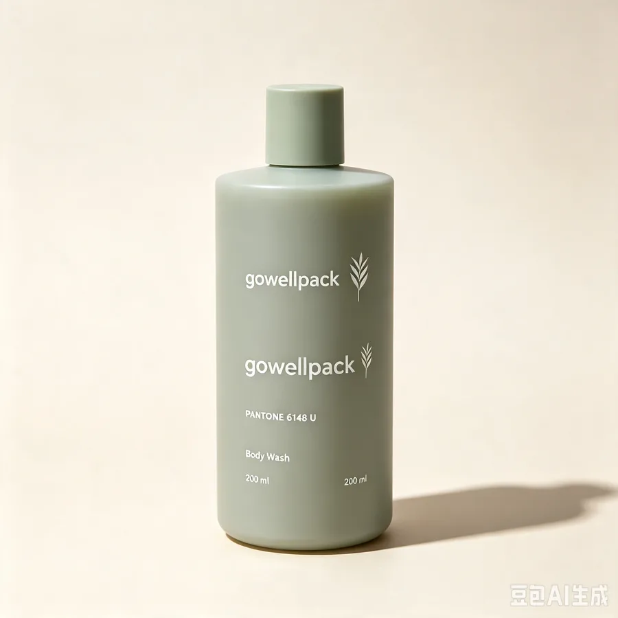 Matte Sage Green Cylindrical Plastic Bottle with Cap