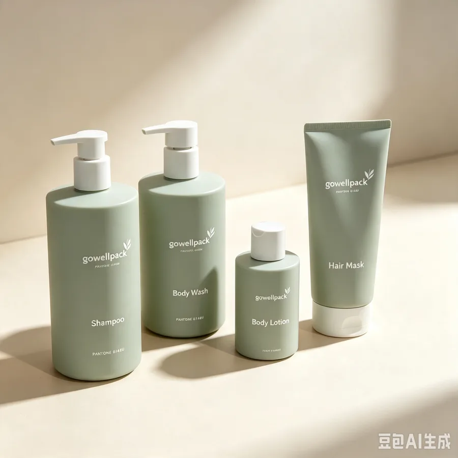 Matte Sage Green Plastic Bottle and Tube Set