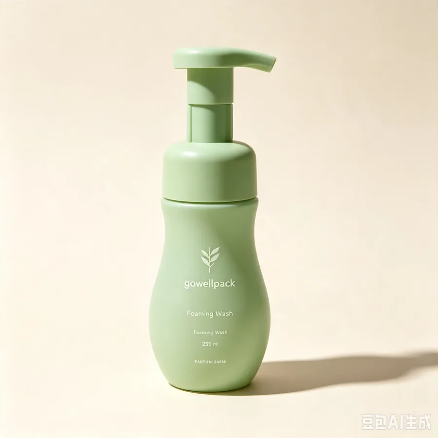 Curved Green Plastic Bottle with Foam Pump